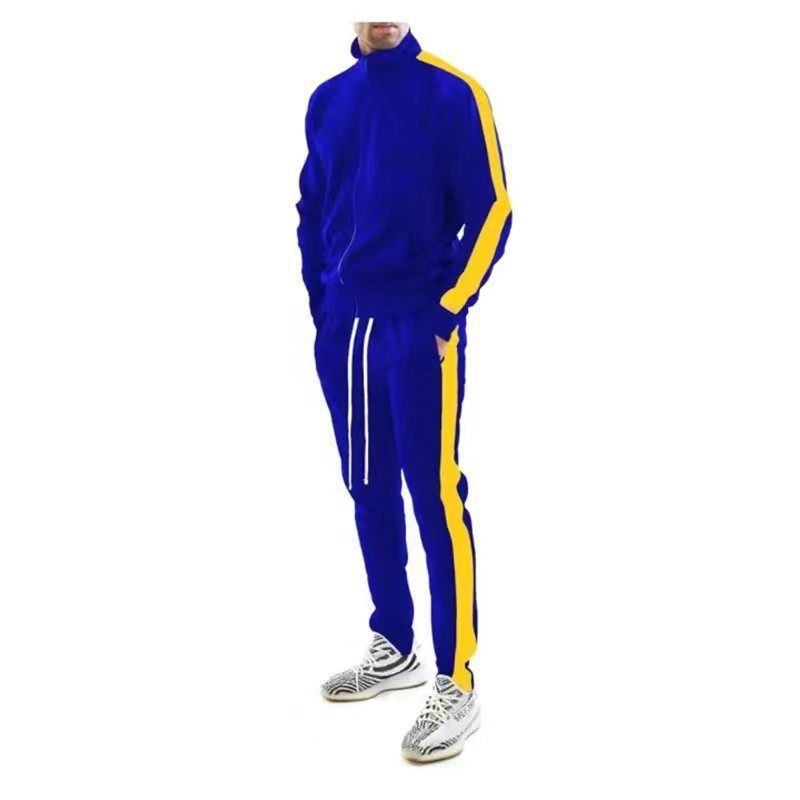 High Quality Custom Side Stripes Unisex Sports Sweatsuit 2 Piece Jogger Set Patchwork Track Suit Training Tracksuit For Men  Two-Piece Outfits