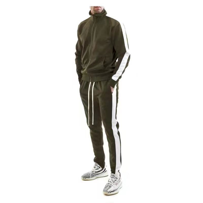 High Quality Custom Side Stripes Unisex Sports Sweatsuit 2 Piece Jogger Set Patchwork Track Suit Training Tracksuit For Men  Two-Piece Outfits