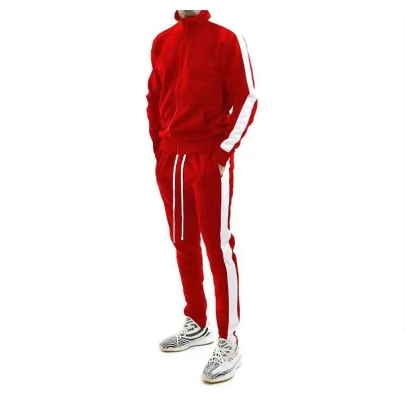 High Quality Custom Side Stripes Unisex Sports Sweatsuit 2 Piece Jogger Set Patchwork Track Suit Training Tracksuit For Men  Two-Piece Outfits