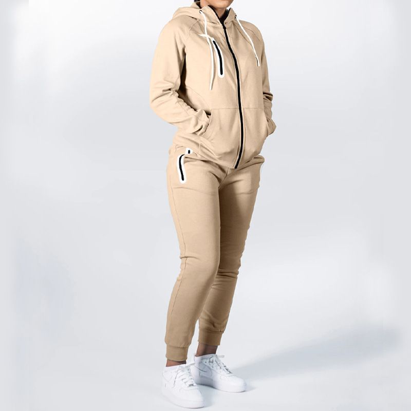 New Long Sleeve Splicing Contrast Zip Up Training Blank Gym Wear Set Mens Jogging Suit Sets Sweatpants and Hoodie Set Two-Piece Outfits