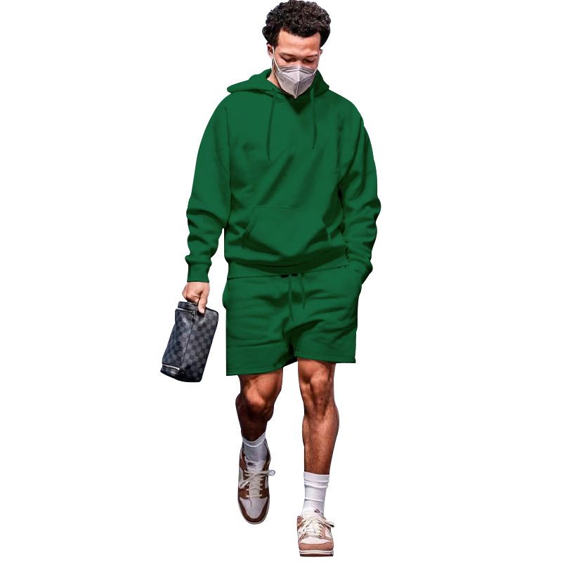 Custom Logo Printing Sport Hoodies Shorts Tracksuit Men Sportswear Blank Sweatshirt Sweatsuits 2 Piece Sets For Men Two-Piece Outfits