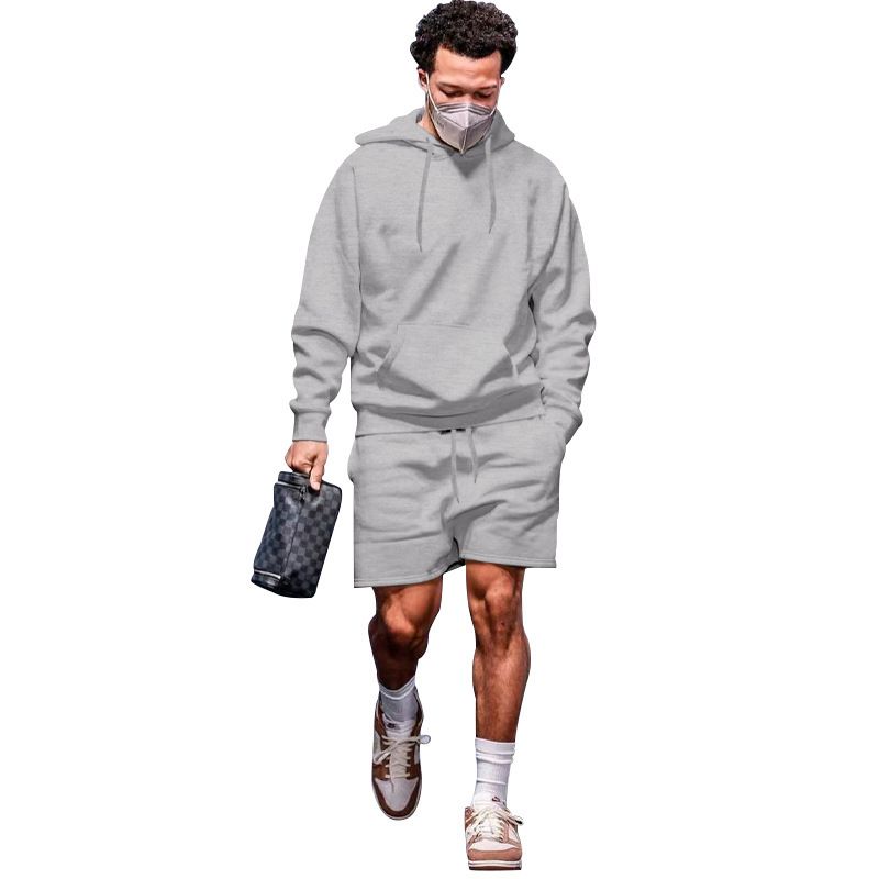 Custom Logo Printing Sport Hoodies Shorts Tracksuit Men Sportswear Blank Sweatshirt Sweatsuits 2 Piece Sets For Men Two-Piece Outfits