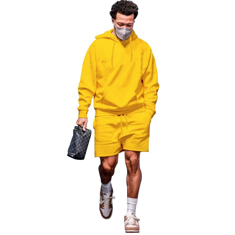 Custom Logo Printing Sport Hoodies Shorts Tracksuit Men Sportswear Blank Sweatshirt Sweatsuits 2 Piece Sets For Men Two-Piece Outfits