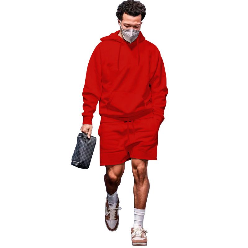 Custom Logo Printing Sport Hoodies Shorts Tracksuit Men Sportswear Blank Sweatshirt Sweatsuits 2 Piece Sets For Men Two-Piece Outfits