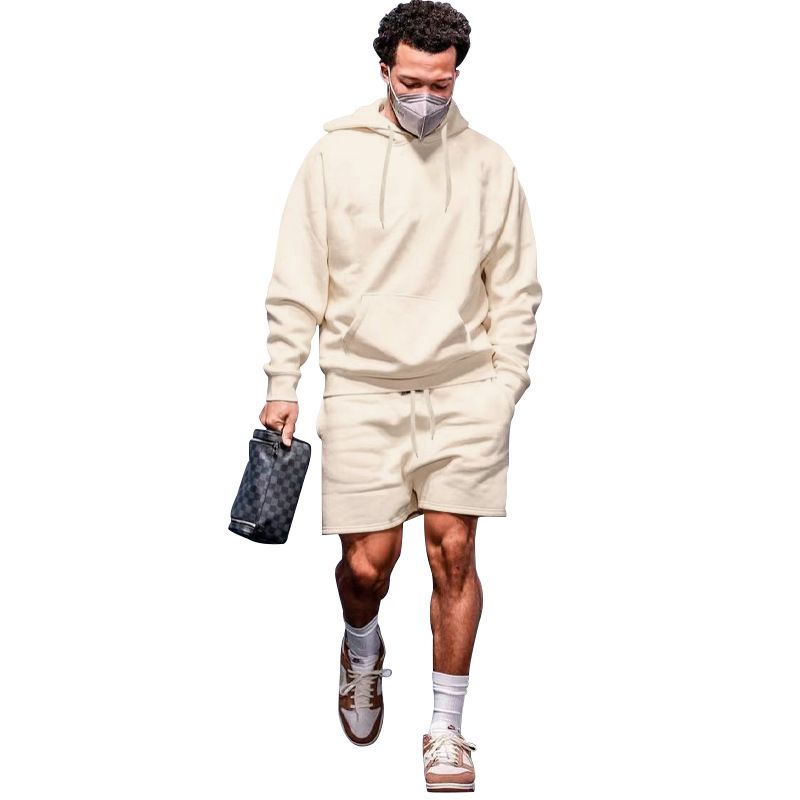 Custom Logo Printing Sport Hoodies Shorts Tracksuit Men Sportswear Blank Sweatshirt Sweatsuits 2 Piece Sets For Men Two-Piece Outfits