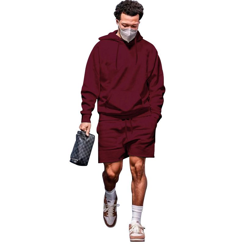 Custom Logo Printing Sport Hoodies Shorts Tracksuit Men Sportswear Blank Sweatshirt Sweatsuits 2 Piece Sets For Men Two-Piece Outfits