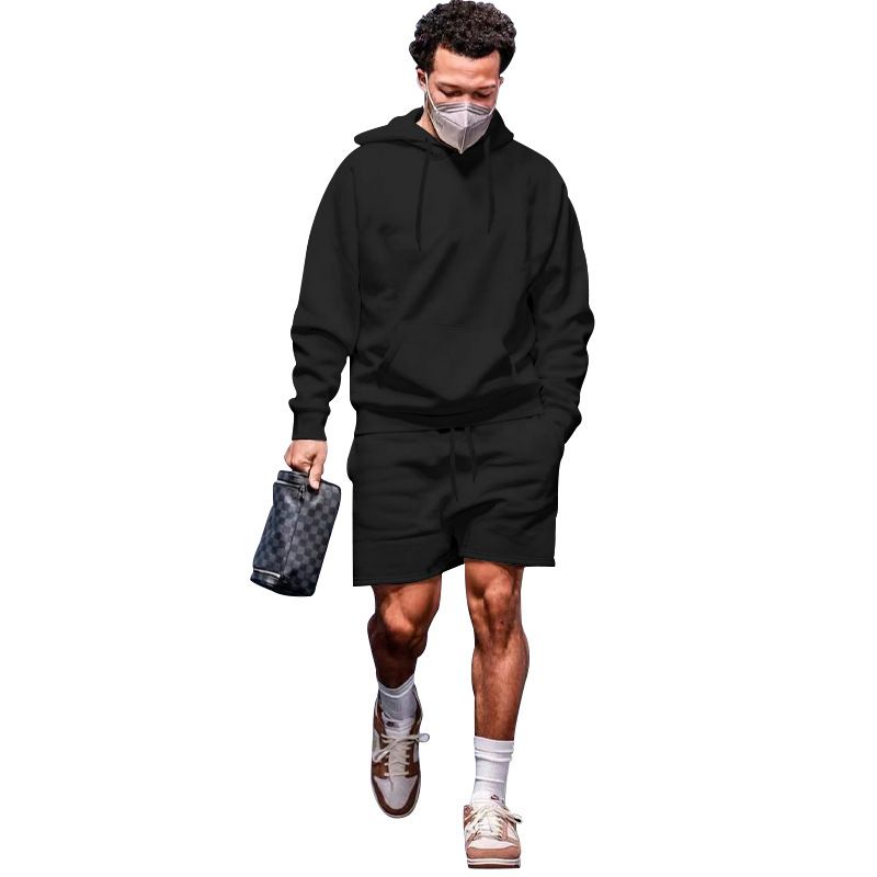 Custom Logo Printing Sport Hoodies Shorts Tracksuit Men Sportswear Blank Sweatshirt Sweatsuits 2 Piece Sets For Men Two-Piece Outfits