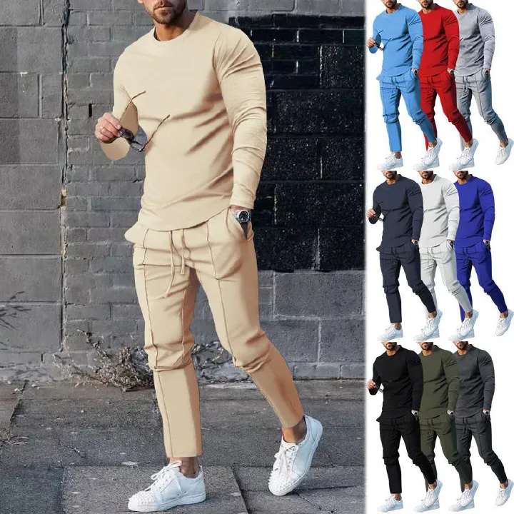 Fall And Winter Men Two Piece Sets Casual Tracksuit O Neck Long-sleeved Pullover Trousers Set for Men Streetwear Men's Clothing Two-Piece Outfits