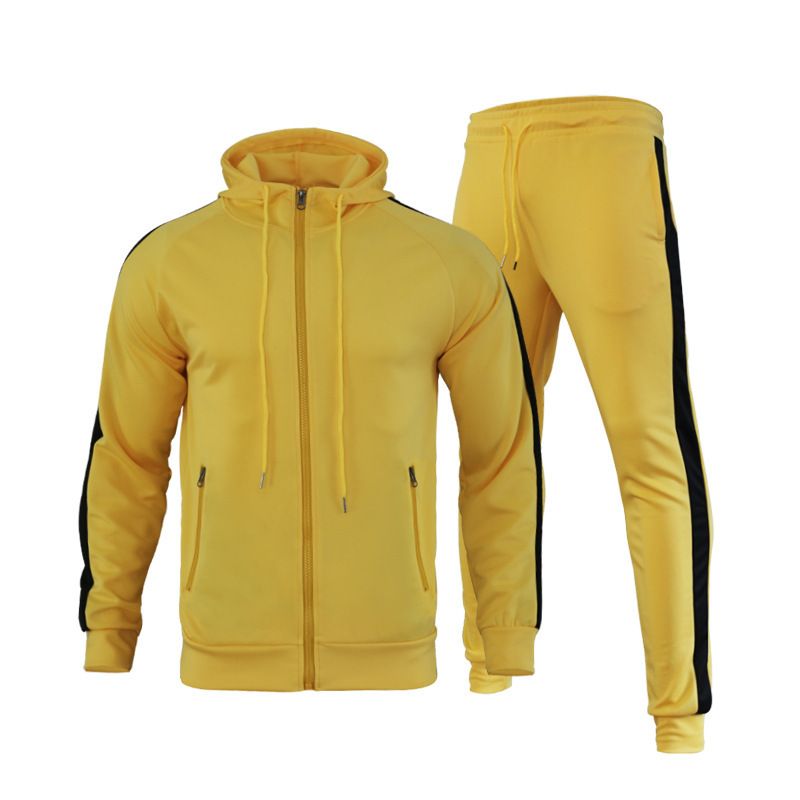 polyester Women's Men Solid Color Sport sublimation yellow hoodies zipper sweatshirt joggers sets training wear Two-Piece Outfits