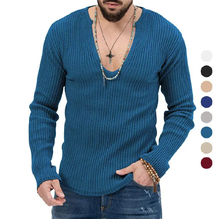 New Fashion Hot Sale High Quality Crew Neck Men Sweaters Knit Jumper 100% Cotton Wool Plain Top Pullover Breathable Sweater T-Shirts