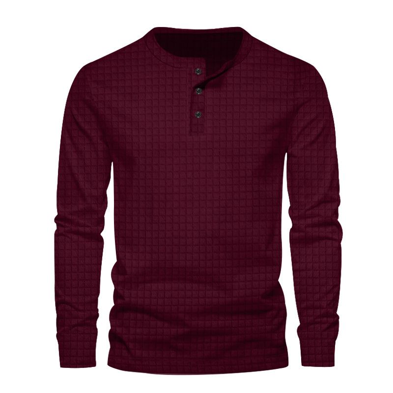 New Men Henry T-Shirt Long Sleeve Shirt Plain Round Neck Street Premium Cotton Custom Printed  T-Shirt