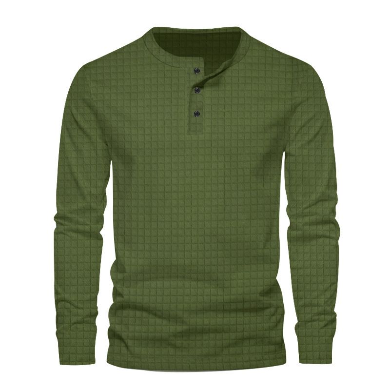 New Men Henry T-Shirt Long Sleeve Shirt Plain Round Neck Street Premium Cotton Custom Printed  T-Shirt