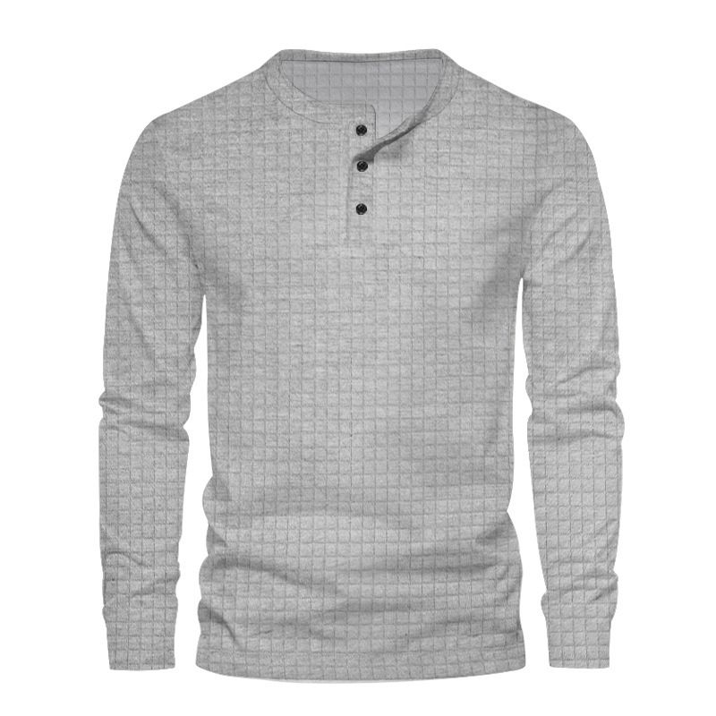 New Men Henry T-Shirt Long Sleeve Shirt Plain Round Neck Street Premium Cotton Custom Printed  T-Shirt