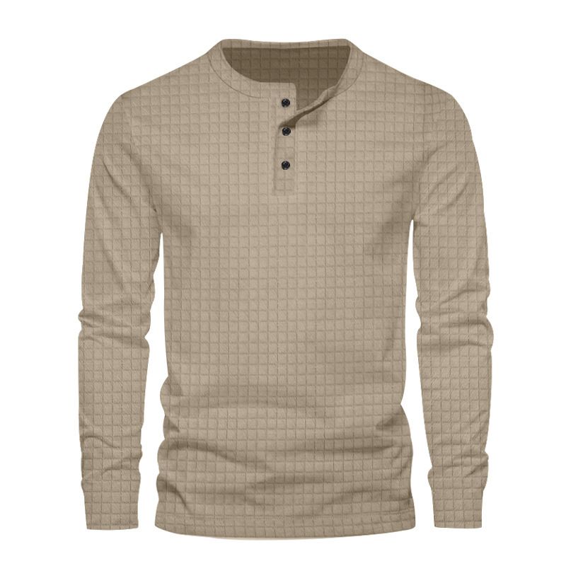 New Men Henry T-Shirt Long Sleeve Shirt Plain Round Neck Street Premium Cotton Custom Printed  T-Shirt