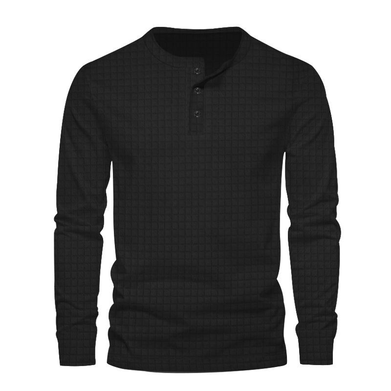 New Men Henry T-Shirt Long Sleeve Shirt Plain Round Neck Street Premium Cotton Custom Printed  T-Shirt
