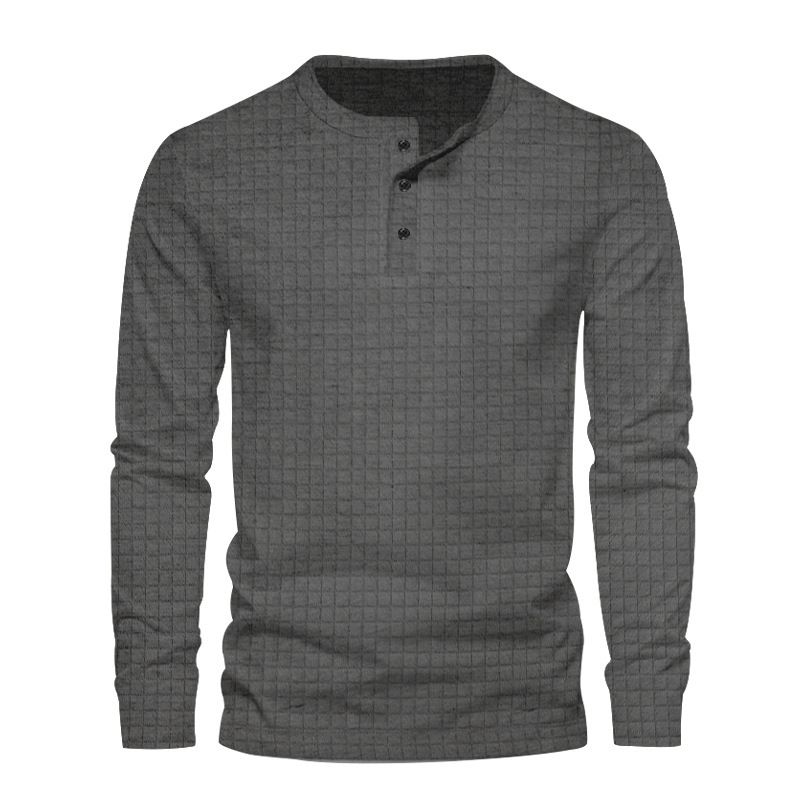 New Men Henry T-Shirt Long Sleeve Shirt Plain Round Neck Street Premium Cotton Custom Printed  T-Shirt