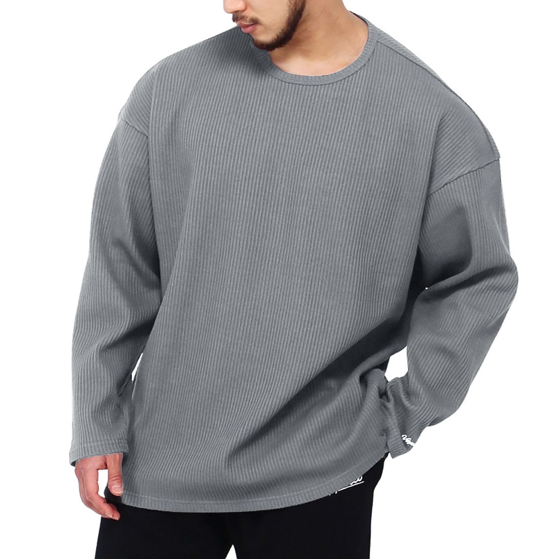 Hot Sale Black Man Clothing Factory Custom Logo Printing Personalized Premium Long Sleeve t-Shirt For Men T-Shirts