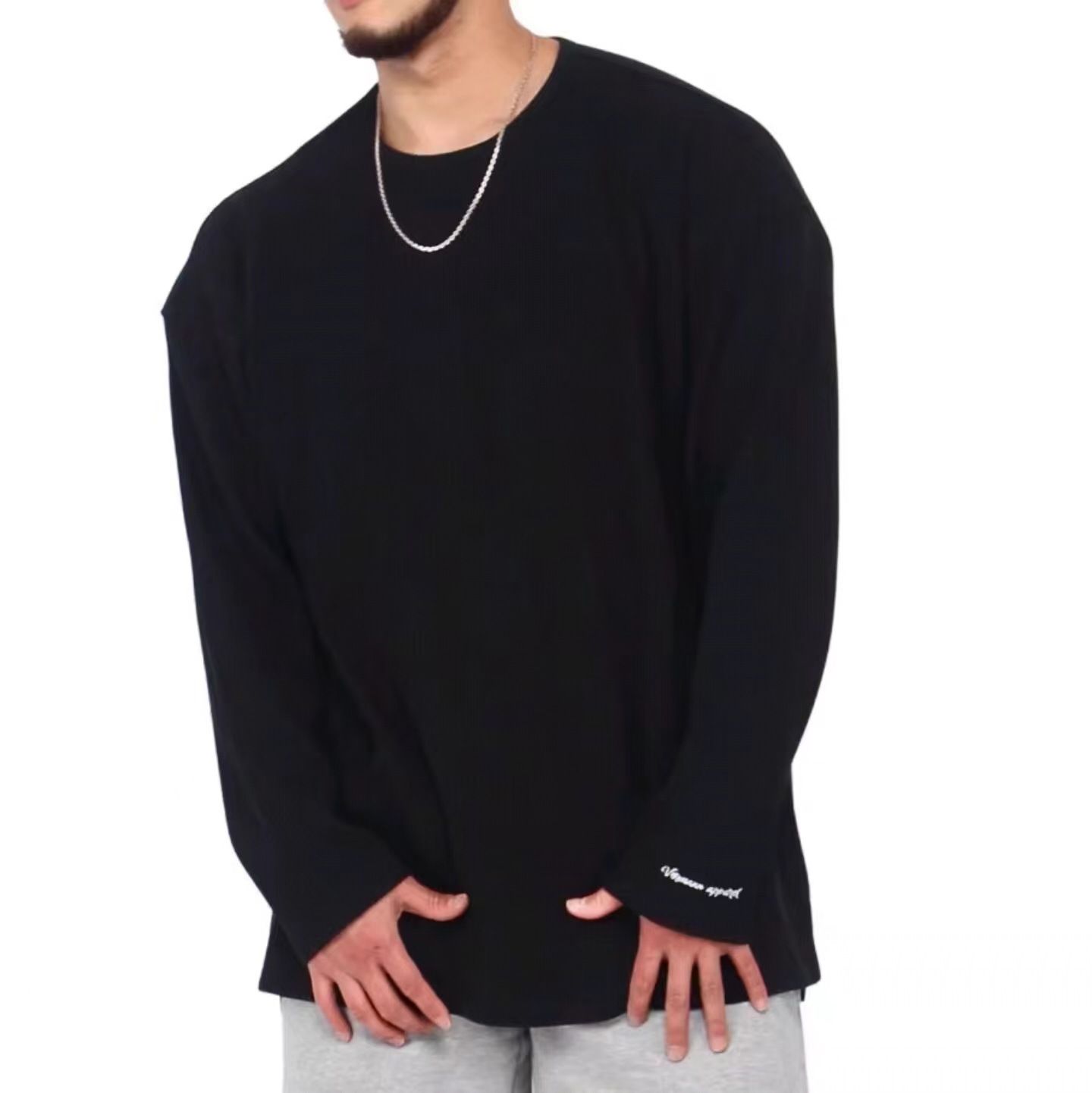 Hot Sale Black Man Clothing Factory Custom Logo Printing Personalized Premium Long Sleeve t-Shirt For Men T-Shirts
