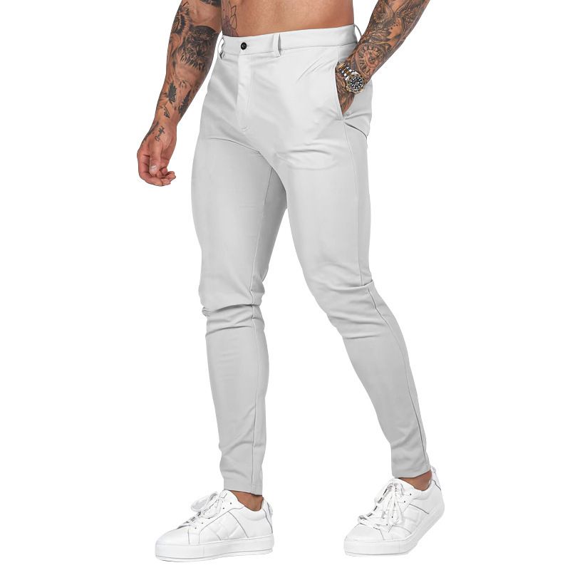 Men Pants Solid Color Mid Waist Autumn Trousers Pant Casual Cargo Jogger Straight Sport Business Office Pencil Pants Casual