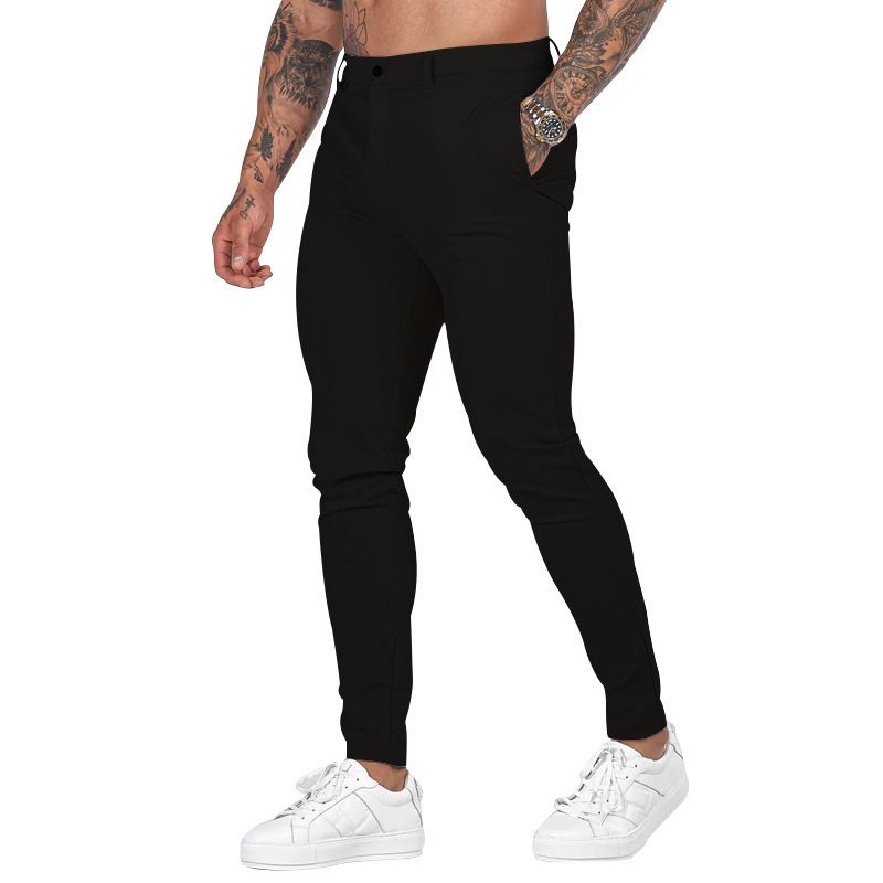 Men Pants Solid Color Mid Waist Autumn Trousers Pant Casual Cargo Jogger Straight Sport Business Office Pencil Pants Casual