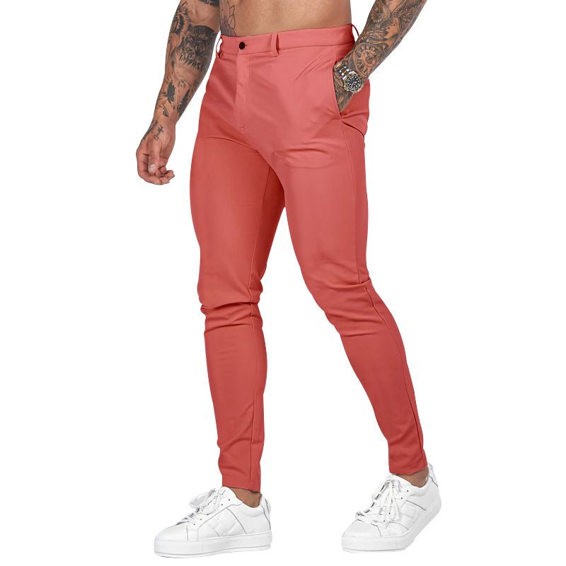 Men Pants Solid Color Mid Waist Autumn Trousers Pant Casual Cargo Jogger Straight Sport Business Office Pencil Pants Casual