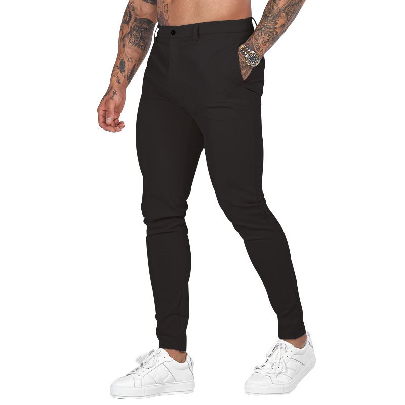 Men Pants Solid Color Mid Waist Autumn Trousers Pant Casual Cargo Jogger Straight Sport Business Office Pencil Pants Casual