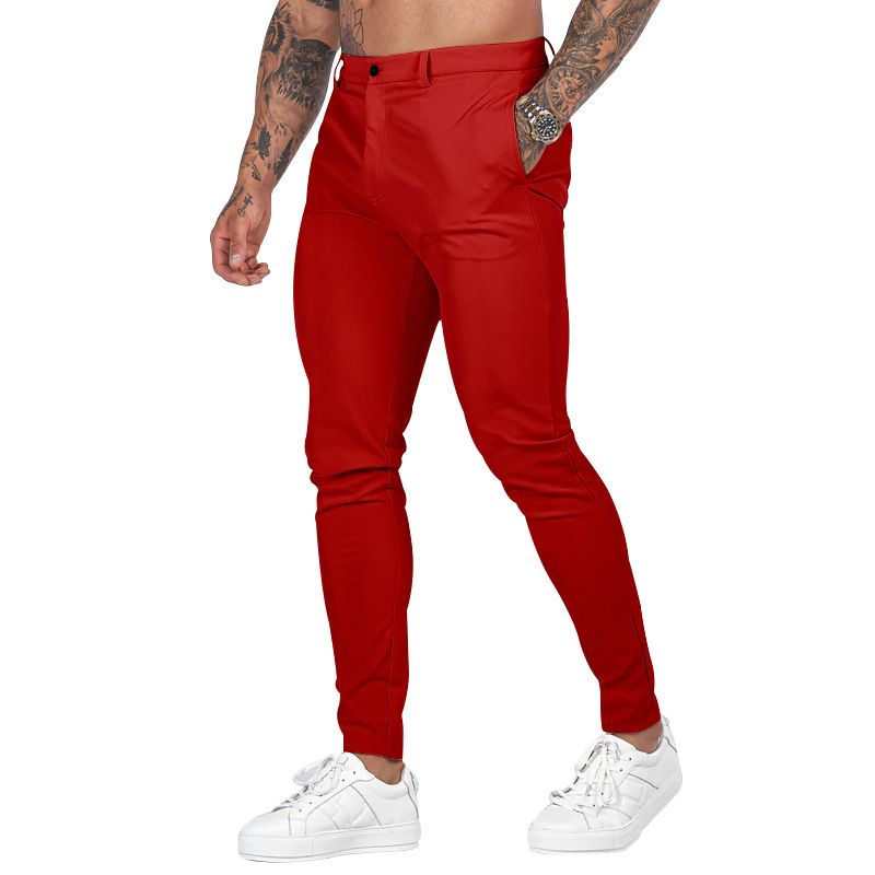 Men Pants Solid Color Mid Waist Autumn Trousers Pant Casual Cargo Jogger Straight Sport Business Office Pencil Pants Casual