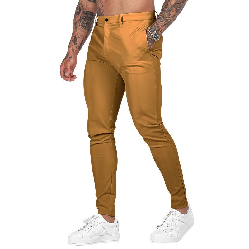 Men Pants Solid Color Mid Waist Autumn Trousers Pant Casual Cargo Jogger Straight Sport Business Office Pencil Pants Casual