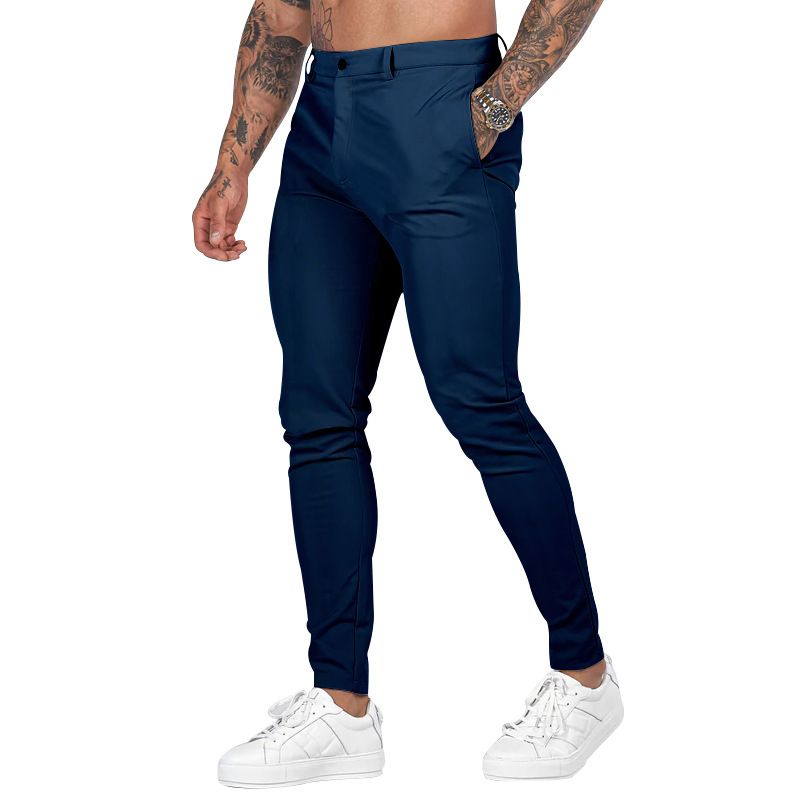 Men Pants Solid Color Mid Waist Autumn Trousers Pant Casual Cargo Jogger Straight Sport Business Office Pencil Pants Casual