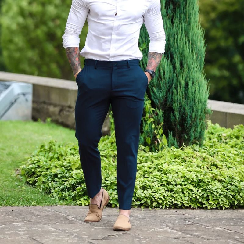 Men Pants Solid Color Mid Waist Autumn Trousers Pant Casual Cargo Jogger Straight Sport Business Office Pencil Pants Casual
