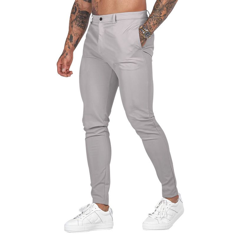 Men Pants Solid Color Mid Waist Autumn Trousers Pant Casual Cargo Jogger Straight Sport Business Office Pencil Pants Casual