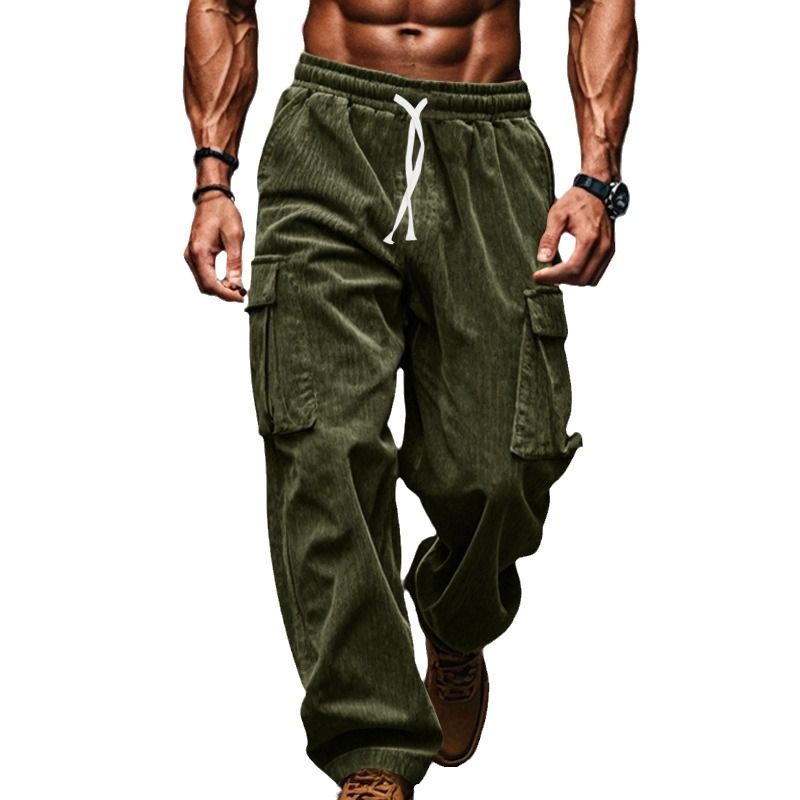 new luxury washed wide legs folds cargo trousers custom cotton vintage washed baggy men's pants Casual