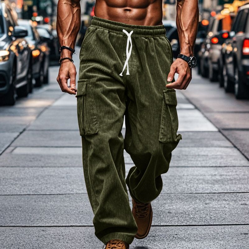 new luxury washed wide legs folds cargo trousers custom cotton vintage washed baggy men's pants Casual