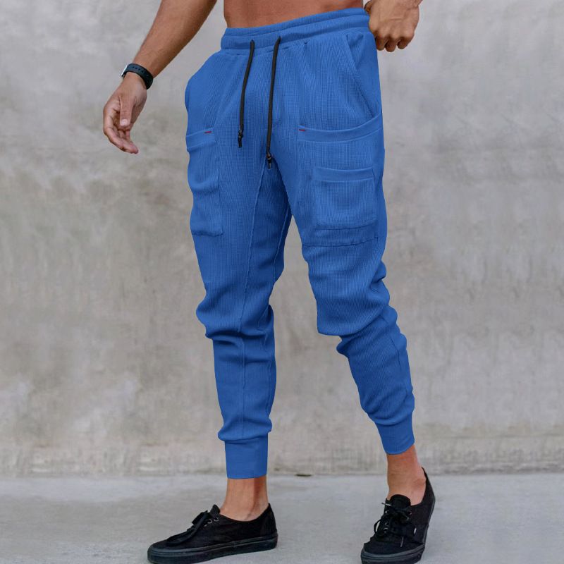 New Arrival Custom Sport Workout Soft Waffle Fabric Pants Casual Side Pockets Lounge Sweatpants Jogger For Men Casual