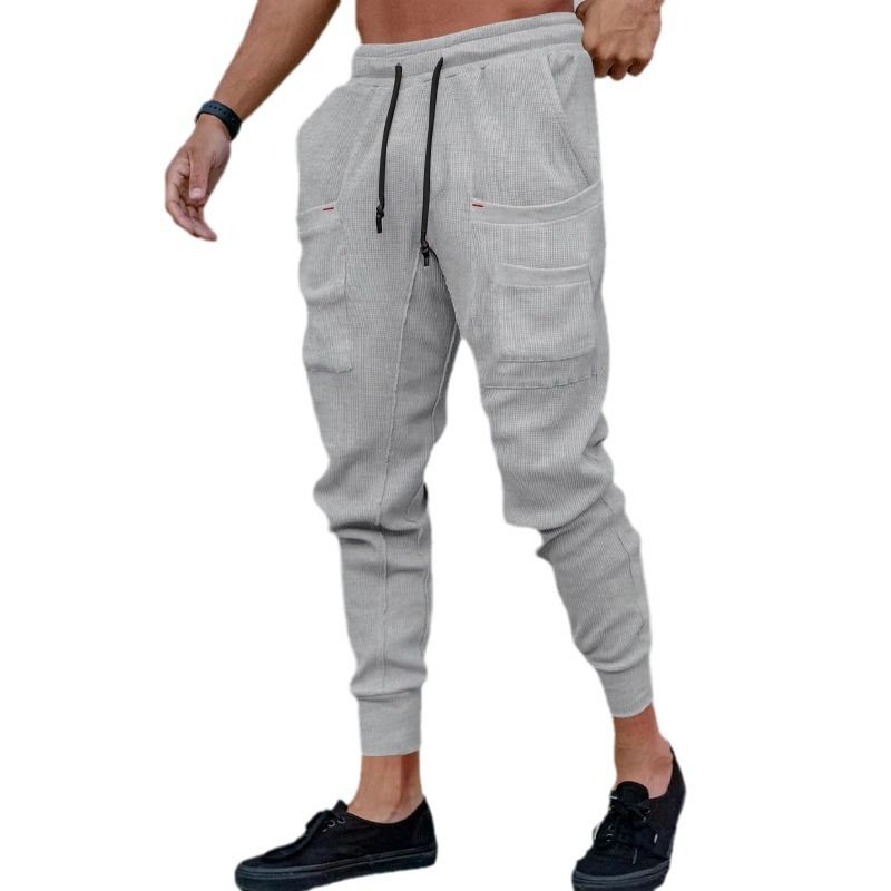 New Arrival Custom Sport Workout Soft Waffle Fabric Pants Casual Side Pockets Lounge Sweatpants Jogger For Men Casual