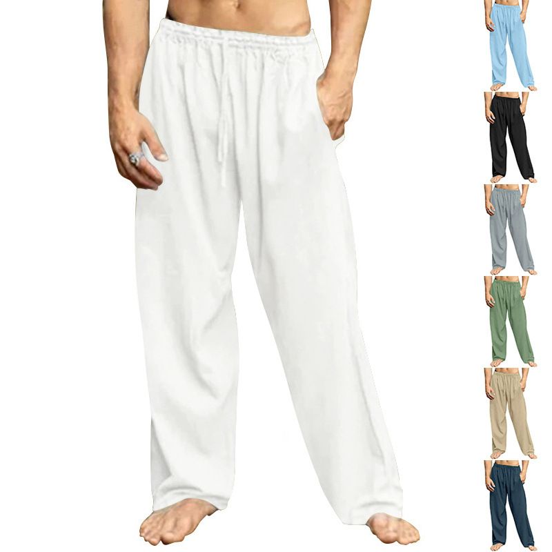 Men's hip hop pants Breathable Linen Cotton Loose Casual Sports Trousers sweat pants Casual