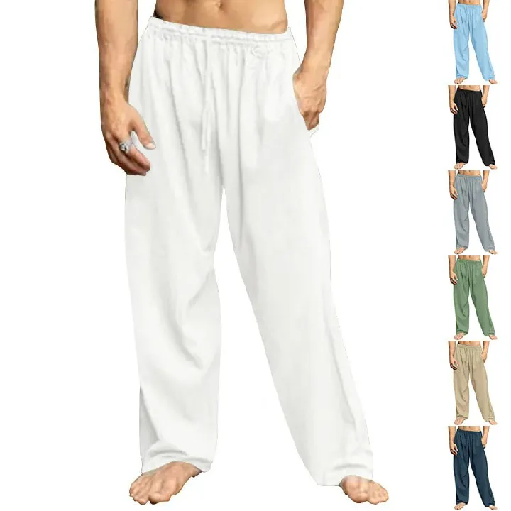 Men's hip hop pants Breathable Linen Cotton Loose Casual Sports Trousers sweat pants Casual