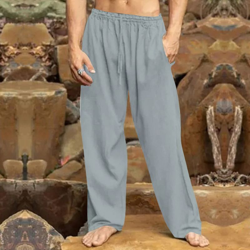 Men's hip hop pants Breathable Linen Cotton Loose Casual Sports Trousers sweat pants Casual