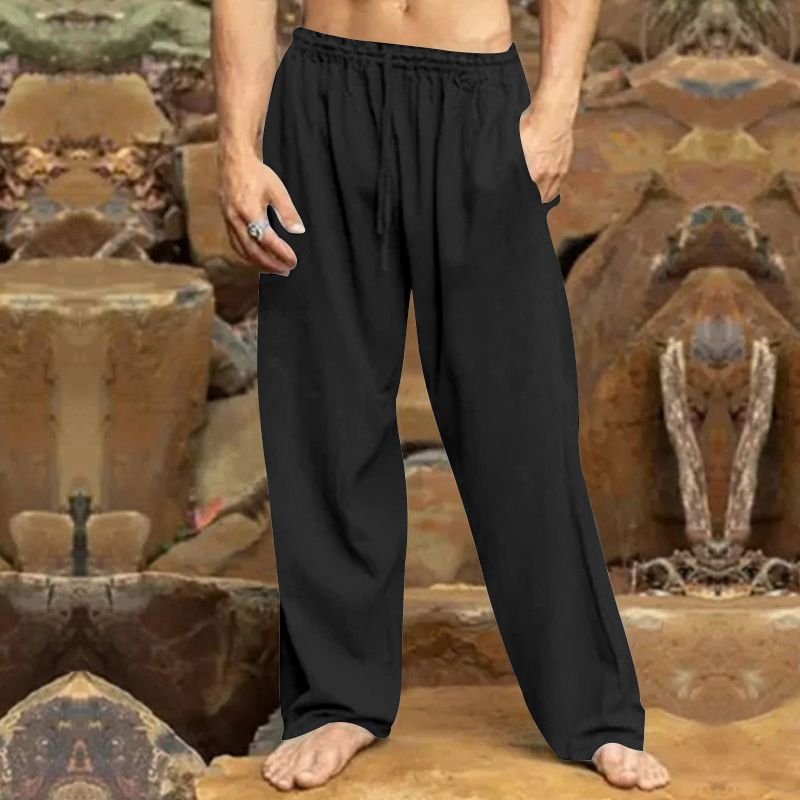Men's hip hop pants Breathable Linen Cotton Loose Casual Sports Trousers sweat pants Casual