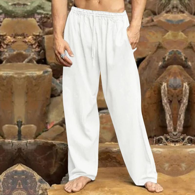 Men's hip hop pants Breathable Linen Cotton Loose Casual Sports Trousers sweat pants Casual