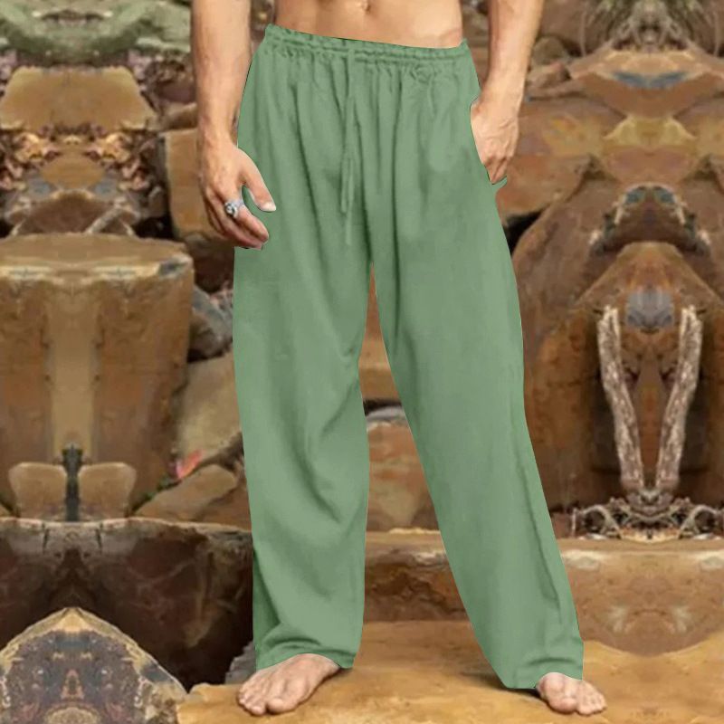 Men's hip hop pants Breathable Linen Cotton Loose Casual Sports Trousers sweat pants Casual