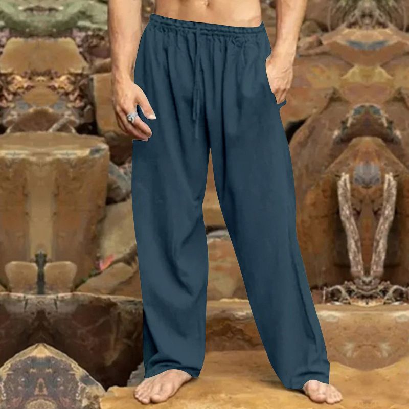 Men's hip hop pants Breathable Linen Cotton Loose Casual Sports Trousers sweat pants Casual