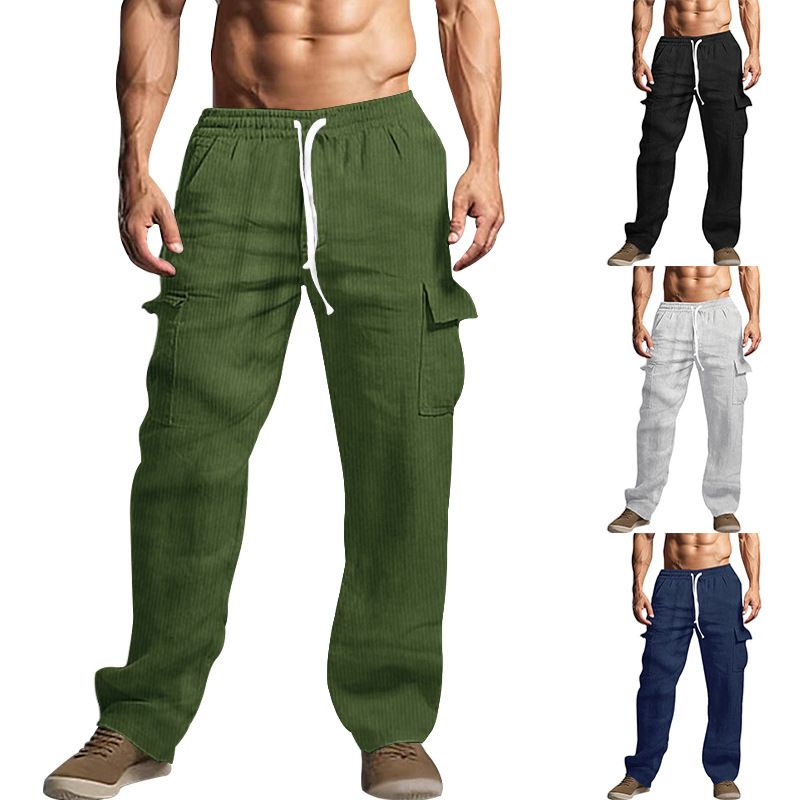 Autumn and winter men's casual trousers loose corduroy wide leg trousers Casual