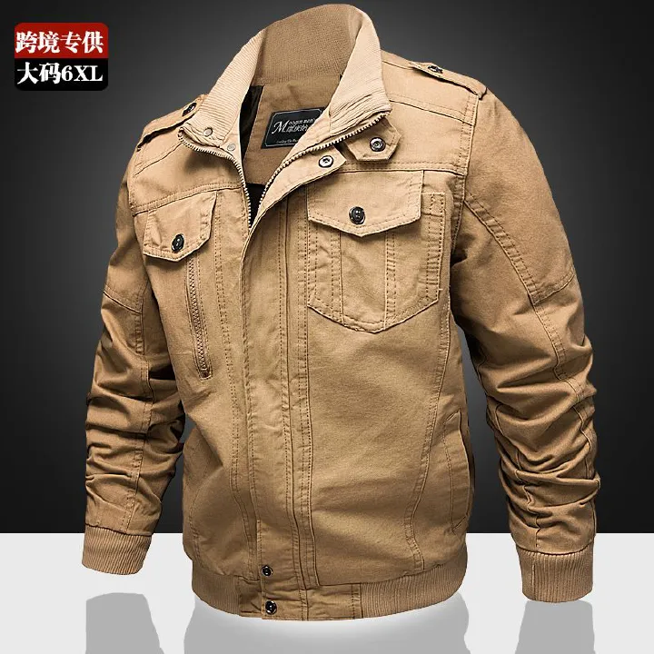 Hot Sale Custom Cotton Nylon Flight Bomber Jacket Men Crop embroidery logo Multi-pockets Jackets for Men Coats