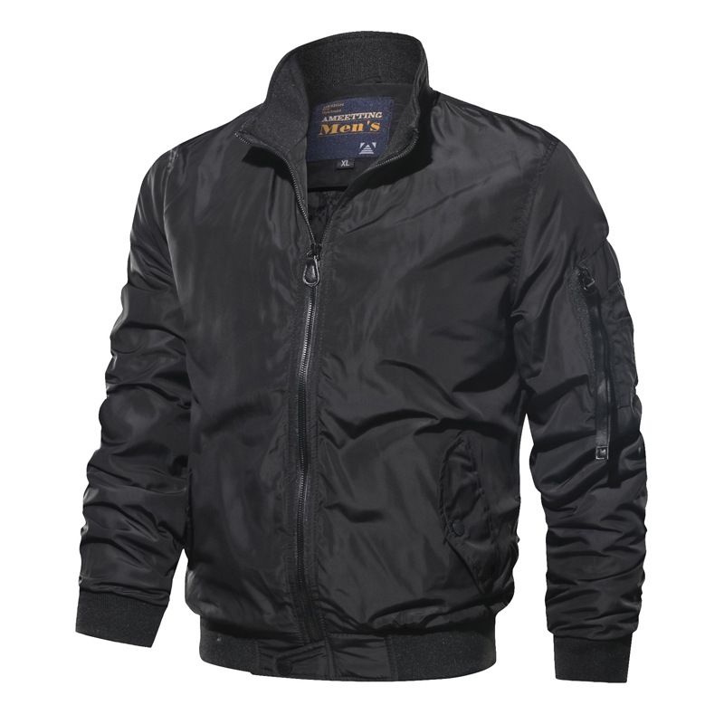 New Fashion Men Autumn Winter Lapel Stand Collar Solid Zipper Outdoor Plus Size Thicken Casual Tops Coat Flying Jacket