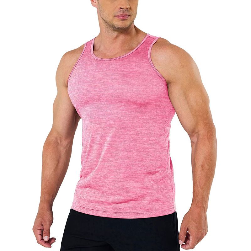 Wholesale Price Solid Crew-Neck  Polyester Casual Muscle Tank Tops Vest for Mens Clothing Plus Size T-Shirts