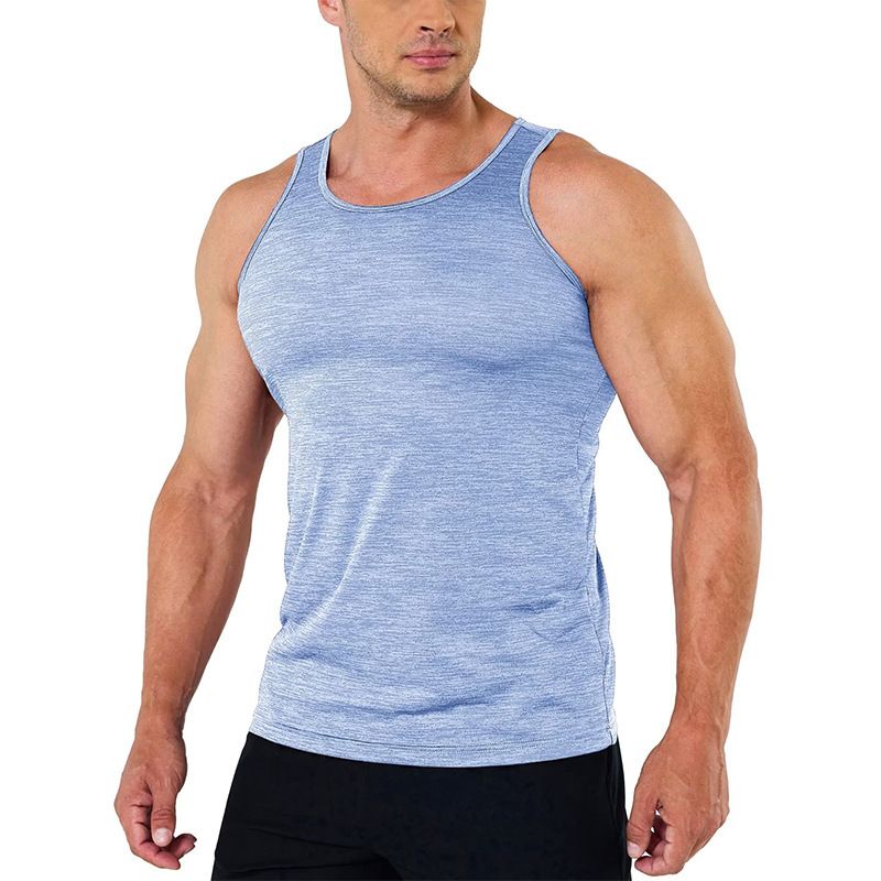 Wholesale Price Solid Crew-Neck  Polyester Casual Muscle Tank Tops Vest for Mens Clothing Plus Size T-Shirts