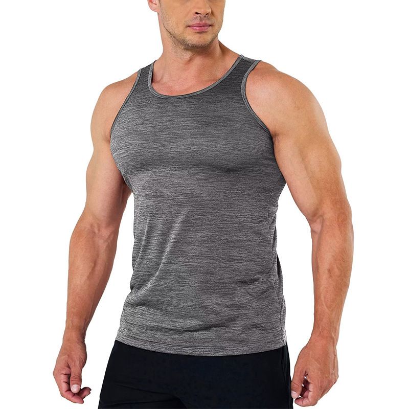 Wholesale Price Solid Crew-Neck  Polyester Casual Muscle Tank Tops Vest for Mens Clothing Plus Size T-Shirts