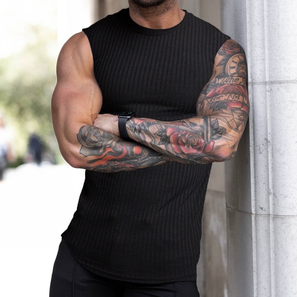 Hot Styles Custom Gym Quick Dry Fitness Sports Ribbed Tank Top Crew Neck Tank Tops In Bulk T-Shirts