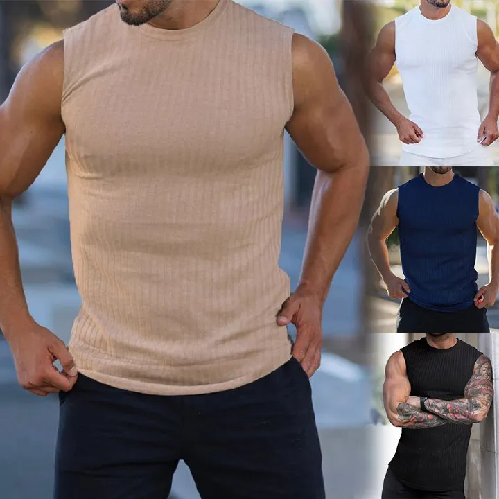 Hot Styles Custom Gym Quick Dry Fitness Sports Ribbed Tank Top Crew Neck Tank Tops In Bulk T-Shirts